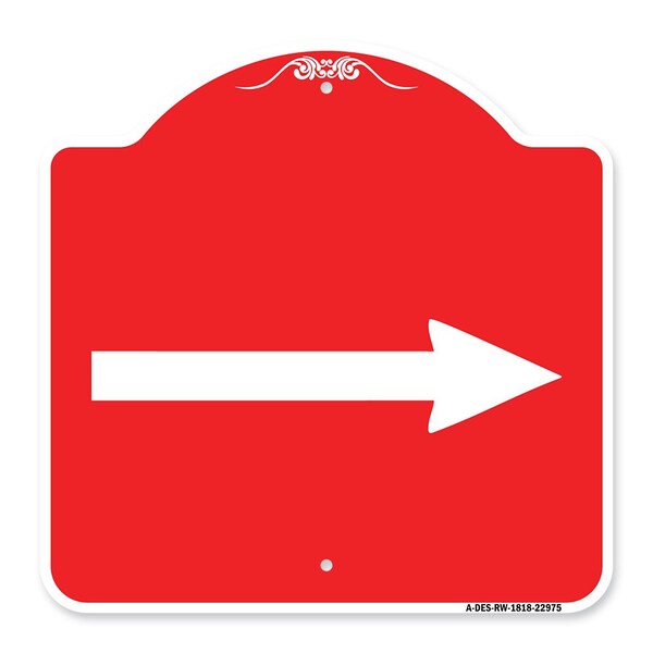 Signmission Designer Series Sign-Right Arrow, Red & White Aluminum Architectural Sign, 18" x 18", RW-1818-22975 A-DES-RW-1818-22975 - main